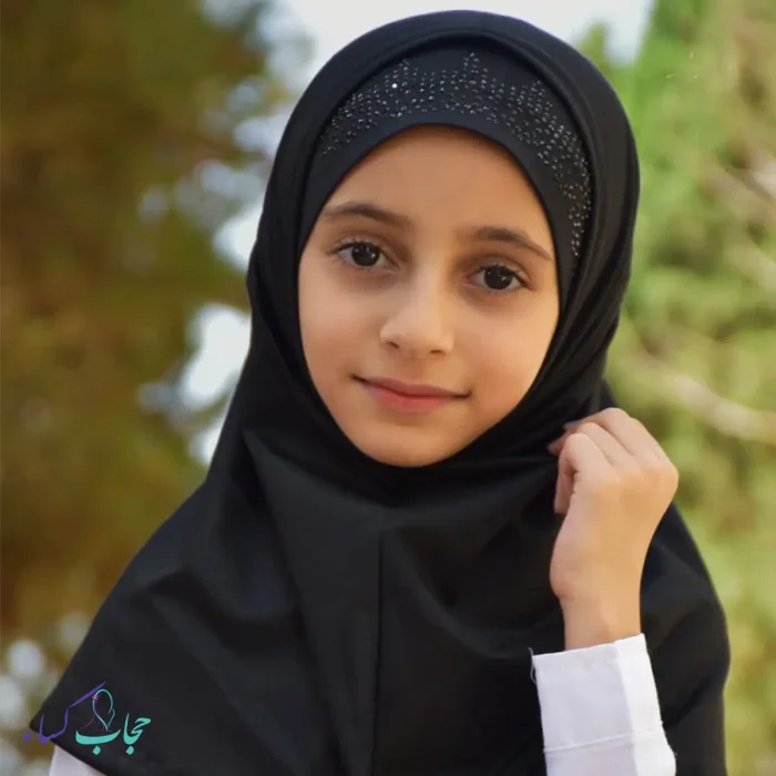 Girl-formal-scarf مقنعه دخترانه دو تکه نگین دوزی