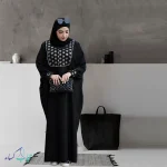 مانتو عبایی مدل مجلسی با خرج کار سوزن دوزی و پارچه الیزه