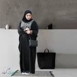 مانتو عبایی سوزن دوزی طرح مجلسی با پارچه الیزه