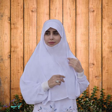 مقنعه تترون سفید آستین دار - مقنعه آستین دار سفید