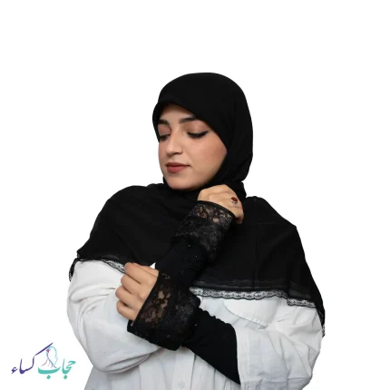 ساف دست زنانه ریون دارای لبه توری مدل ستاره