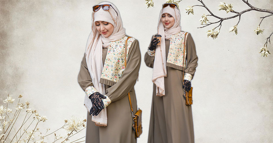 مانتو عبایی مدل ارکیده دارای تزئین پارچه سوزن دوزی