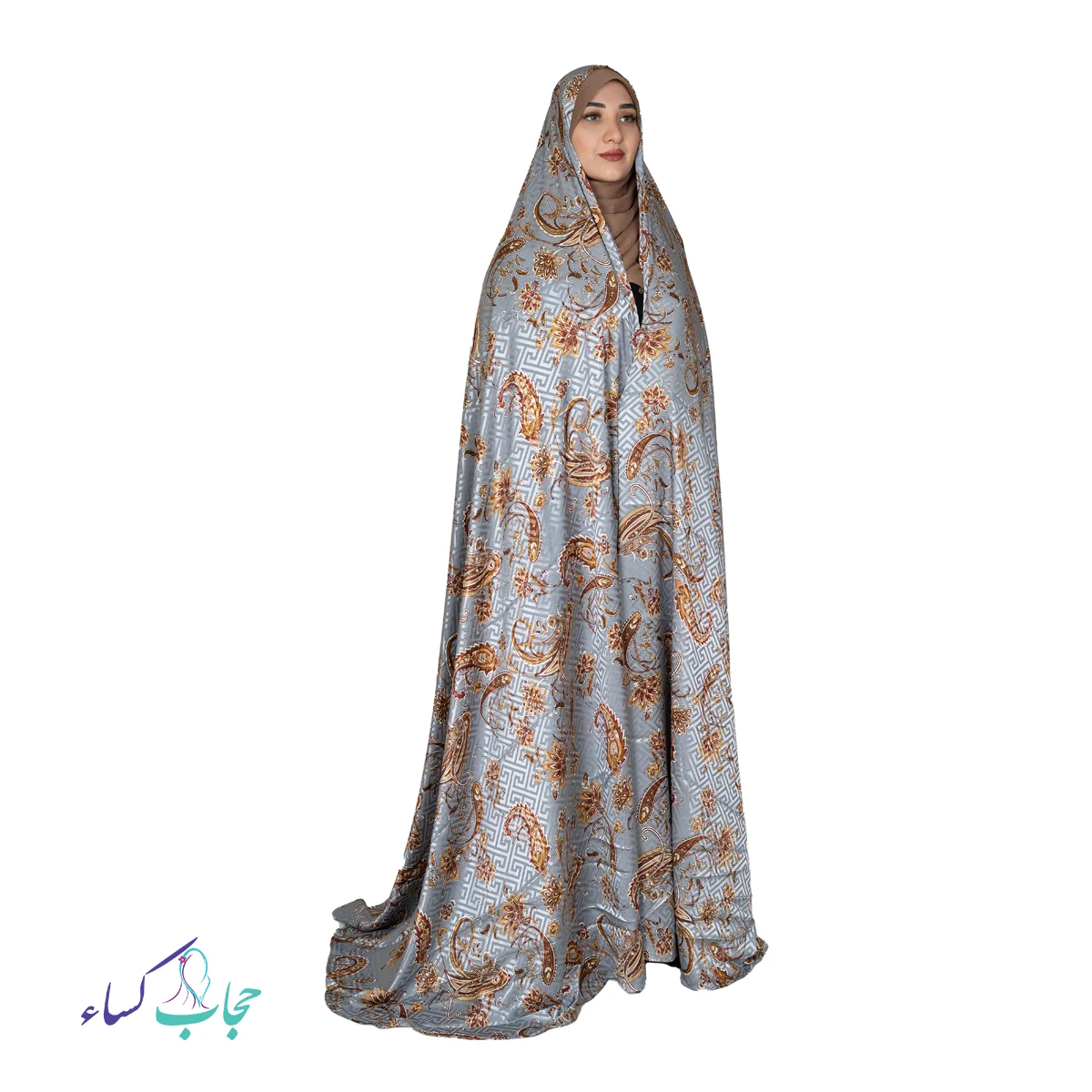 9343-mikhak چادر ژاکارد و حاشیه دار میخک