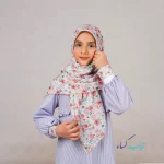 ست روسری وساق دست نخی گلدار دخترانه - Image 2