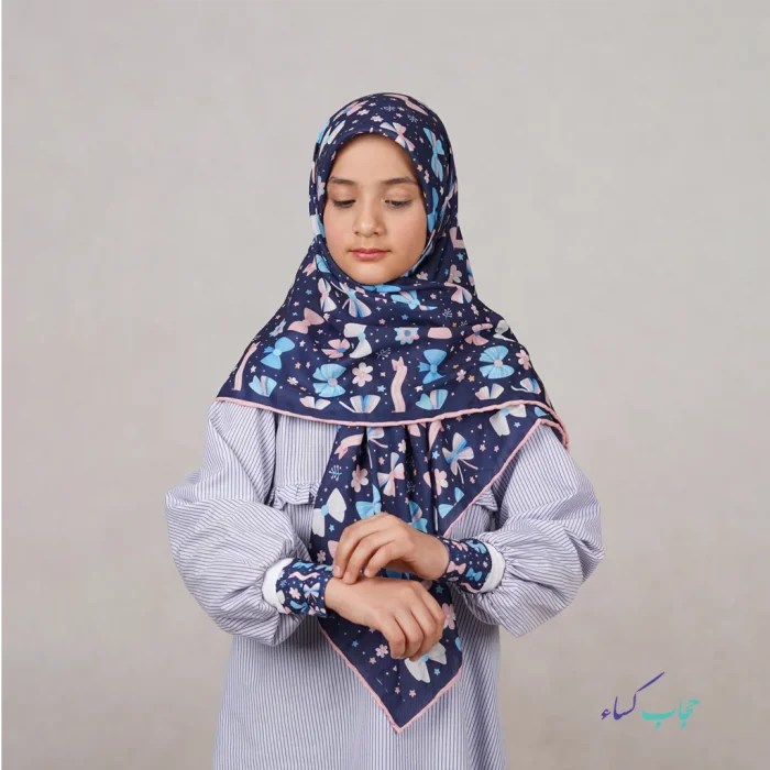 ست روسری و ساق دست نخی دخترانه - Image 1