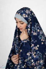 چادر مجلسی سه‌بعدی مدل یاس سرمه ای - Image 3